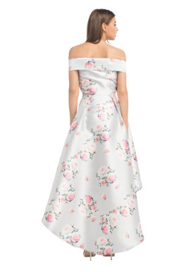 Luxurious Floral Midi Prom Dress In Sateen 