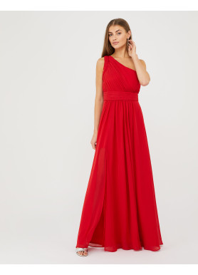 Luxury One-Shoulder Red Evening Gown