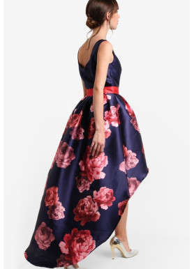 Luxurious Floral Midi Prom Dress In Sateen 