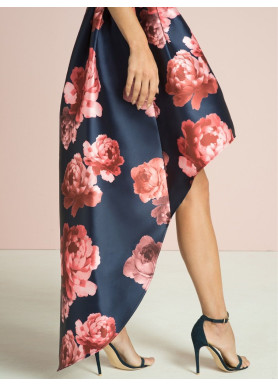 Luxurious Floral Midi Prom Dress In Sateen 