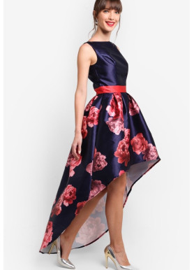 Luxurious Floral Midi Prom Dress In Sateen 