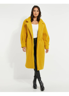 Women's Mustard Longline Teddy Coat Oversized