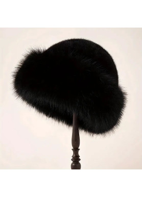 Ladies' Luxurious Black Faux Fur Winter Hat with Adjustable Fit