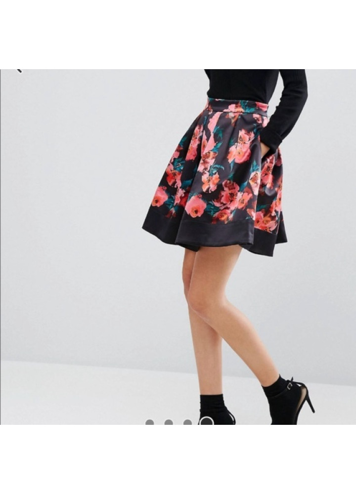 Satin Floral Skirt